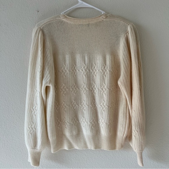 Deadstock Vintage Lambswool Angora Rabbit Hair Cable Knit Cardigan Sweater SZ XL - Picture 9 of 16